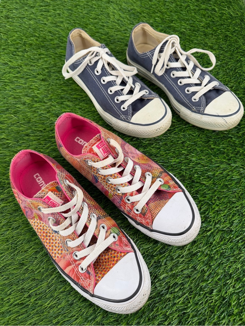 Converse Blue & Pink Digital Floral Ankle Low Lace Up Casual Sneaker
